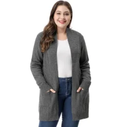 Agnes Orinda Women's Plus Size Winter Outerwear Open Front Knit Sweater Cardigan -Women Store GUEST 00c47251 eb85 4e89 89fd 5269e39c507e