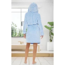 Women's Classic Plush Hooded Robe, Short Fleece Plaid Bathrobe With Hood -Women Store GUEST 010e9da7 bfeb 4ea3 80a1 7435b5125ddf