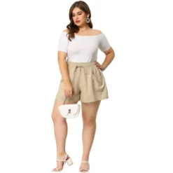 Agnes Orinda Women's Plus Pants Casual Drawstring Waist Shorts With Front Pokcets -Women Store GUEST 01eaff25 8561 4297 bd4c b6e93b224f18