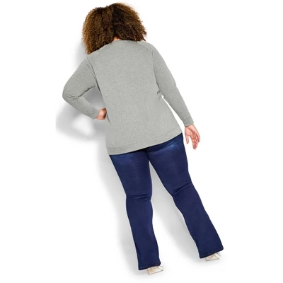 Women's Plus Size Sequin Sweat Top - Gray Marle | AVENUE 5 Women's Plus Size Sequin Sweat Top - Gray Marle | AVENUE - Image 3