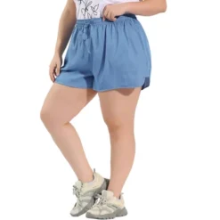 Agnes Orinda Women's Plus Size Denim Short Drawstring Elastic Waist Slant Pockets Shorts Light 10 Agnes Orinda Women's Plus Size Denim Short Drawstring Elastic Waist Slant Pockets Shorts Light -Women Store GUEST 0259f15c 27aa 40b2 b684 04bb24ddb6da