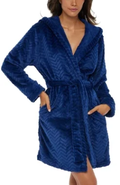Women's Warm Soft Plush Fleece Bathrobe With Hood, Knee Length Hooded Robe, Chevrons -Women Store GUEST 0423610f 73b6 420c a239 3cd81ff0de7e