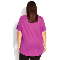 Women's Plus Size Split Neck T-Shirt - Clover | AVENUE