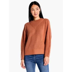 NIC + ZOE Shaker Knit Mock Sweater