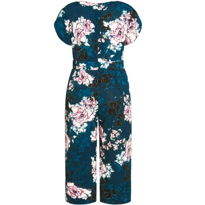 Women's Plus Size Blossom Tie Jumpsuit - Jade | CITY CHIC 6 Women's Plus Size Blossom Tie Jumpsuit - Jade | CITY CHIC - Image 4