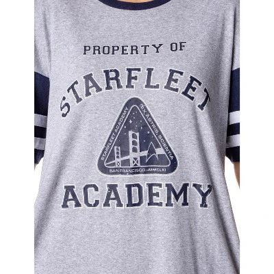 Star Trek Womens' Property Of Starfleet Academy Nightgown Pajama Shirt Grey 4 Star Trek Womens' Property Of Starfleet Academy Nightgown Pajama Shirt Grey - Image 2