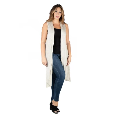 24seven Comfort Apparel Women's Plus Long Sleeveless Vest 7 24seven Comfort Apparel Women's Plus Long Sleeveless Vest - Image 5