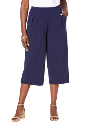 Jessica London Women’s Plus Size Wide-Leg Crop Crepe Pants 3 Jessica London Women’s Plus Size Wide-Leg Crop Crepe Pants