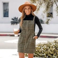 Women's Plaid O-Ring Zip Mini Pinafore Dress - Cupshe -Women Store GUEST 0cbf9fb9 69f6 4240 a9f3 3e35da470d1f