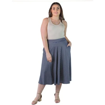 Plus Size Polka Dots Print With Pockets Skirt 9 Plus Size Polka Dots Print With Pockets Skirt - Image 7