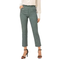 Allegra K Women's Plaid High Waist Elastic Back Office Work Ankle Pants -Women Store GUEST 0e57f024 02ec 48d4 9e75 af8323fdd85b
