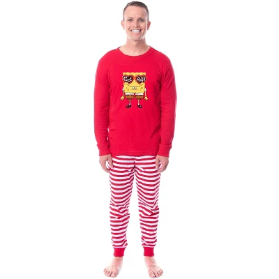 SpongeBob SquarePants Get Happy Character Adult Unisex Sleep Pajama Set Red 3 SpongeBob SquarePants Get Happy Character Adult Unisex Sleep Pajama Set Red