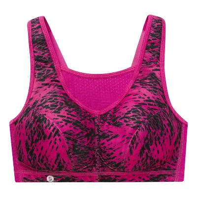 Glamorise Womens No-Bounce Camisole Elite Sports Wirefree Bra 1067 Fuchsia Print 5 Glamorise Womens No-Bounce Camisole Elite Sports Wirefree Bra 1067 Fuchsia Print - Image 3