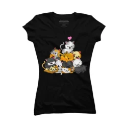 Junior's Design By Humans Cat Cute Pile Cats Anime Kawaii Neko Gift Women Girls By MiuMiuShop T-Shirt -Women Store GUEST 127e6db6 907e 4826 a004 411c9e4a76b4