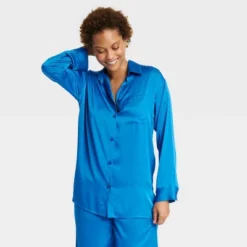 Women's Satin Long Sleeve Button Down Pajama Shirt - Stars Above™ -Women Store GUEST 144dc0a4 9b43 4709 bc1b 16abcc92c682