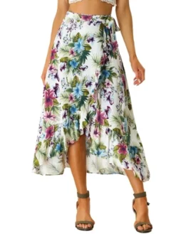 Allegra K Women's Tropical Floral Print Ruffle Self Tie Knot Split Beach Wrap Midi Skirt 12 Allegra K Women's Tropical Floral Print Ruffle Self Tie Knot Split Beach Wrap Midi Skirt -Women Store GUEST 1498772f 8c6b 4ca2 9e4a 4a50cbdad2af