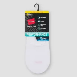 Hanes Premium Performance Women's Extended Size Lightweight 6+2 Bonus Pack Liner Athletic Socks - Black/White 8-12