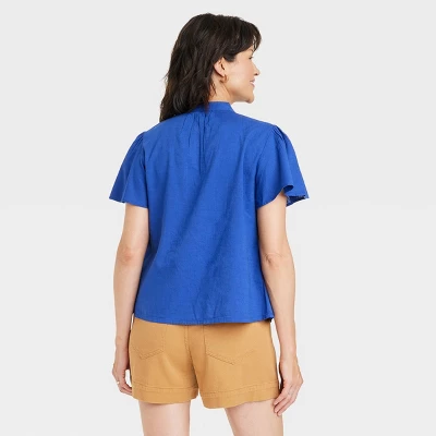 Women's Short Sleeve V-Neck Woven Eyelet Top - Knox Rose™ 3 Women's Short Sleeve V-Neck Woven Eyelet Top - Knox Rose™