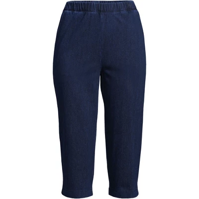 Lands' End Women's Sport Knit High Rise Elastic Waist Pull On Capri Pants 4 Lands' End Women's Sport Knit High Rise Elastic Waist Pull On Capri Pants - Image 2