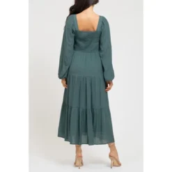 August Sky Women's Long Sleeve Smocked Midi Dress