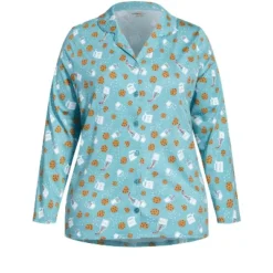 Women's Plus Size Button Through Sleep Top - Teal | AVENUE -Women Store GUEST 165f1124 4250 479b ac86 dd4c5a88b9ea