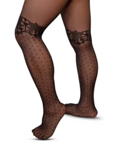 LECHERY Woman'S Lace With Dots Print Tights