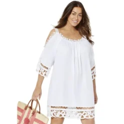 Swimsuits For All Women’s Plus Size Vera Crochet Cold Shoulder Cover Up Dress -Women Store GUEST 192adbd4 d845 41fb aa8e 56609e548aee