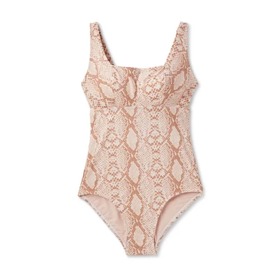 Women's Post Mastectomy Square Neck Full Coverage One Piece Swimsuit - Kona Sol™ Snake Print 5 Women's Post Mastectomy Square Neck Full Coverage One Piece Swimsuit - Kona Sol™ Snake Print - Image 3