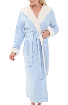 Women's Warm Winter Robe, Plush Fleece Full Length Long Hooded Bathrobe 7 Women's Warm Winter Robe, Plush Fleece Full Length Long Hooded Bathrobe - Image 5