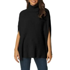 Seta T Women's Spring Fall Fashion Turtleneck Ribbed Knit Cape Sweater -Women Store GUEST 1bb374f3 1be7 480c a64b de86bfd4b48a
