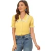 Allegra K Women's Sweet Peter Pan Contrast Collar Short Sleeves Button Up Blouse Tops -Women Store GUEST 1c26afbd 26e3 4fb6 bc65 f163a176a500