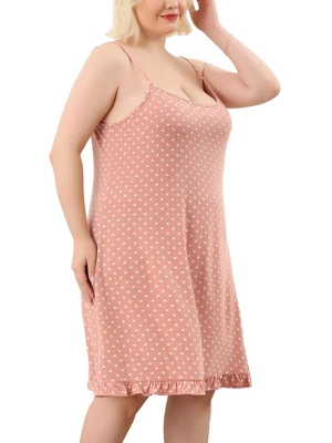 Agnes Orinda Women's Plus Size Comfort Ruffle Hem Polka Dots Sleeveless Nightgown 3 Agnes Orinda Women's Plus Size Comfort Ruffle Hem Polka Dots Sleeveless Nightgown