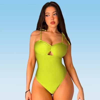 Women's Ruched Tie Strap One Piece Swimsuit -Cupshe 7 Women's Ruched Tie Strap One Piece Swimsuit -Cupshe - Image 5