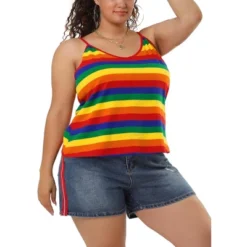 Agnes Orinda Women's Plus Size Stripe Strap Sleeveless Stretch Colorful Camisole -Women Store GUEST 1cdddd73 2d88 474d 83c3 b37589e363b1