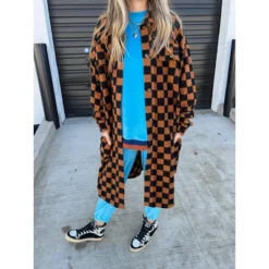 Women's Ascot + Hart Checkered Graphic Shacket - Brown -Women Store GUEST 1d1f2df9 b6e6 455e ab51 2888fee389d4