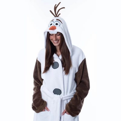 Disney Adult Frozen Snowman Olaf Costume Robe Hooded Bathrobe White 5 Disney Adult Frozen Snowman Olaf Costume Robe Hooded Bathrobe White - Image 3