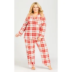 Women's Plus Size Check Fleece Sleep Pant - Red Check | AVENUE -Women Store GUEST 1dac6d5c 8d3e 45cb 9ece e511998091a4