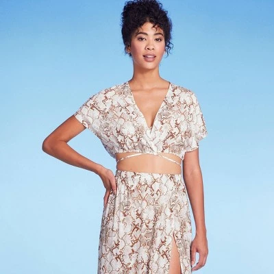 Women's High Slit Cover Up Maxi Skirt - Shade & Shore™ Tan Snake Print 4 Women's High Slit Cover Up Maxi Skirt - Shade & Shore™ Tan Snake Print - Image 2