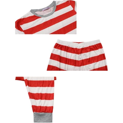 Cheibear Striped Winter Xmas Christmas Family Matching Sleepwear Set Red-Stripes 6 Cheibear Striped Winter Xmas Christmas Family Matching Sleepwear Set Red-Stripes - Image 4
