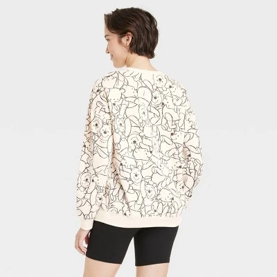 Women's Winnie The Pooh AOP Cozy Graphic Sweatshirt - Tan 3 Women's Winnie The Pooh AOP Cozy Graphic Sweatshirt - Tan