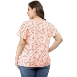 Agnes Orinda Women's Plus Size Keyhole Floral Chiffon Flared Sleeve Summer Trendy Peasant Tops -Women Store GUEST 23889029 019f 4a30 a1ac 16e35efdcb6b