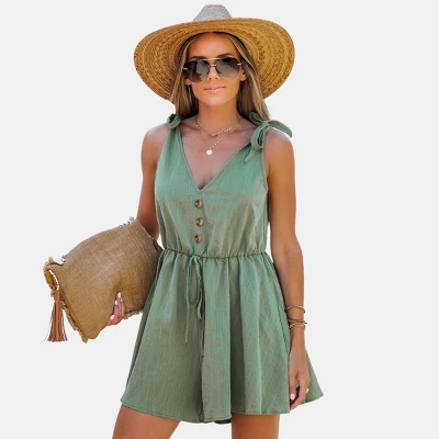 Women's Tie Strap V-Neck Romper - Cupshe 9 Women's Tie Strap V-Neck Romper - Cupshe - Image 7