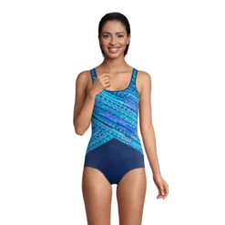 Lands' End Women's Long Chlorine Resistant Scoop Neck Soft Cup Tugless Sporty One Piece Swimsuit -Women Store GUEST 24eee746 540b 45bb bae9 200a96453fa2