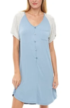 Womens Soft Knit Short Sleeve Nightgown, Button Down Night Shirt Pajamas -Women Store GUEST 251e2aec d706 434d 90d9 4c2542eca2b4