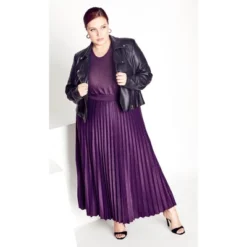 Women's Plus Size Knit Pleat Skirt - Purple | ARNA YORK -Women Store GUEST 253792f1 8a59 4653 9a50 a2dfde0a1ea3