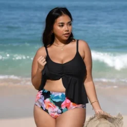Women's Plus Size Flutter High Waist Tankini Set - Cupshe -Women Store GUEST 276b3f79 6c79 48ac 86d4 0333d566488e