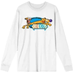 Nickelodeon CatDog Classic Logo Women's White Long Sleeve Shirt