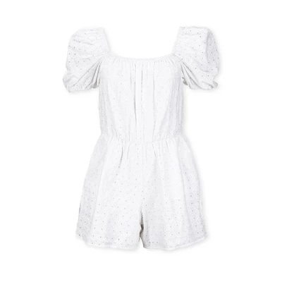 Hope & Henry Womens' Organic Cotton Puff Sleeve Eyelet Romper 10 Hope & Henry Womens' Organic Cotton Puff Sleeve Eyelet Romper - Image 8