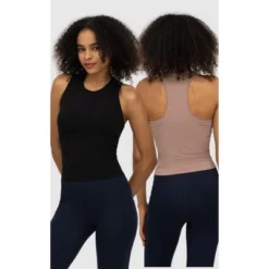 Yogalicious Womens Carrie Seamless High Neck Racerback Tank - 2 Pack -Women Store GUEST 2a7ac38c c0a3 42e6 8e5e b27f6c070ee1