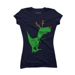 Junior's Design By Humans Cool Funny Christmas T-Rex Dinosaur With Antlers By SmileToday T-Shirt -Women Store GUEST 2b1118e1 a18c 4864 812a 275fc183a3f8